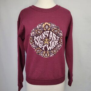 Obey "Make Art Not War" Burgundy Crewneck Sweatshirt Small